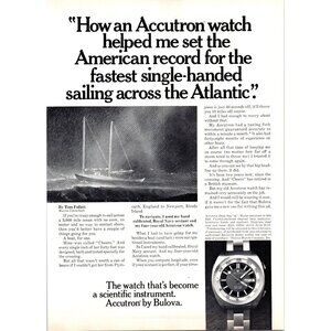 1971 Bulova Accutron Deep Sea A Wristwatch Watch Vintage Print Ad Sailing Art